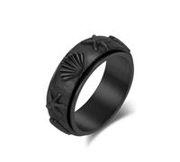 Mesnt Anillos de promesa para hombre, de acero inoxidable, giratorio de 8 mm, con patrón de estrella de mar de concha 3D, Metal, Sin piedra preciosa