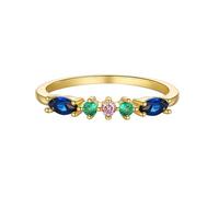Mesnt Anillos de promesa para mujer, anillo de compromiso apilable de oro amarillo de 9 K, 14 y 18 quilates, con forma de marquesa, zafiro creado en laboratorio, Metal, Zafiro creado en laboratorio.