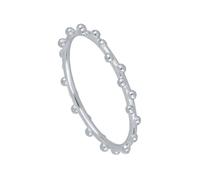 Mesnt Anillos de promesa para mujer, anillo fino apilable de oro blanco de 9 K, 14 y 18 quilates con patrón de cuentas, Metal, No es una piedra preciosa