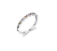 Mesnt Anillos de promesa para mujer, anillo geométrico en forma de corazón de oro blanco de 9 quilates, 14 quilates, 18 quilates con piedra preciosa multicolor, Metal, Gema