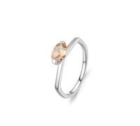 Mesnt Anillos de promesa para mujer, elegantes anillos de promesa solitario de 2 garras de 1 quilate, champán ovalado de zafiro de laboratorio, Metal, No es una piedra preciosa Zafiro de laboratorio