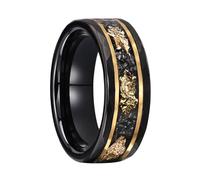 Mesnt Anillos de tungsteno, para hombre y mujer, 6 mm/8 mm, anillo de tungsteno con fragmentos de meteoritos dorados, Metal, Sin piedra preciosa