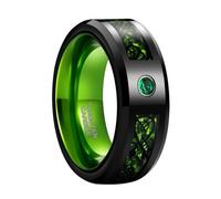 Mesnt Anillos de tungsteno para hombre y mujer, anillo de boda de tungsteno de 8 mm para hombres y mujeres con incrustaciones de fibra de carbono, Metal, Circonita cúbica