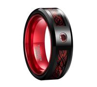 Mesnt Anillos de tungsteno para hombre y mujer, anillo de boda de tungsteno de 8 mm para hombres y mujeres con incrustaciones de fibra de carbono, Metal, Circonita cúbica