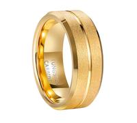 Mesnt Anillos de tungsteno para hombres y mujeres, anillo de compromiso de tungsteno mate de 8 mm de ancho con ranura central pulida, Metal, Sin piedra preciosa