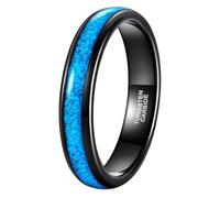 Mesnt Anillos de tungsteno para hombres y mujeres, anillo de tungsteno de ajuste cómodo de 4 mm con incrustaciones de turquesa, Metal, Sin piedra preciosa