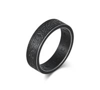 Mesnt Anillos para hombre de acero inoxidable, anillo de acero inoxidable de 6 mm para hombre con nudo celta y runas vikingas, Metal, Sin piedra preciosa