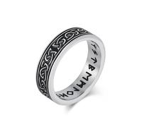 Mesnt Anillos para hombre de acero inoxidable, anillo de acero inoxidable de 6 mm para hombre con nudo celta y runas vikingas, Metal, Sin piedra preciosa