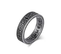 Mesnt Anillos para hombre de acero inoxidable, anillo de acero inoxidable de 6 mm para hombre con nudo celta y runas vikingas, Metal, Sin piedra preciosa