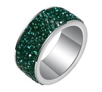 Mesnt Anillos Plata Vintage, Acero Inoxidable Circonita Cúbica Completa Incrustada Promesa Anillo de Compromiso 8MM para Hombres Mujeres, Circonia cúbica
