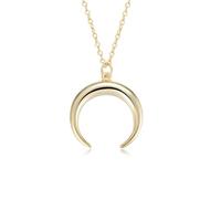 Mesnt Collar con colgante de oro para mujer, oro amarillo de 9 quilates, 14 quilates, 18 quilates, 17 x 16 mm, collar con colgante de media luna pulido, longitud: 40 + 5 cm, Metal, No es una piedra