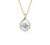 Mesnt Collar de moissanita para mujer, gota de agua con colgante redondo de moissanita/topacio de 0,5 quilates, 40 + 5 cm, Metal, Topacio Moissanita