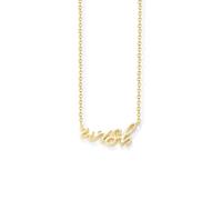 Mesnt Collar de oro para mujer, oro amarillo pulido de 9K/14K/18K, collar con colgante de deseos de letras pulidas, longitud: 40 + 5 cm, Metal, No es una piedra preciosa