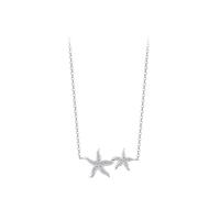 Mesnt Collar simple para mujer, oro blanco de 9 quilates, 14 quilates, 18 quilates, 11 x 21 mm, estrella de mar con colgante de moissanita, longitud: 40 + 5 cm, Metal, Moissanita