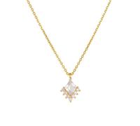 Mesnt Collares de moda para mujer, oro amarillo de 9 quilates, 14 quilates, 18 quilates, 8,3 x 10 mm, collar con colgante de moissanita de rombo, longitud: 40 + 5 cm, Metal, Moissanita