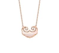 Mesnt Collares para mujer a la moda, colgante con diseño de vaca de concha de oro rosa de 9 quilates, 14 quilates y 18 quilates con diamante redondo, Metal, Diamante No es una piedra preciosa