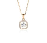 Mesnt Collares para mujer a la moda, colgante cuadrado hueco con diamantes creados de 5 mm, collares con colgante de moissanita de 40 + 5 cm, oro blanco, oro rosa, platino, Metal, Diamante sintético