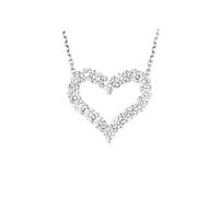 Mesnt Collares para mujer a la moda, collar con colgante de corazón de diamantes creados en laboratorio de oro blanco de 9 quilates, 0,5 quilates