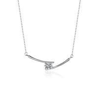 Mesnt Collares para mujer a la moda, collar simple con colgante de moissanita de 1 quilate/diamante creado, 40 + 5 cm, oro blanco/platino, Metal, Diamante sintético