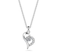 Mesnt Collares para mujer a la moda, en forma de corazón con moissanita/diamante creado en laboratorio, collares con colgante de 1 quilate, 40 + 5 cm, oro blanco/platino, Metal, Diamante sintético