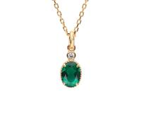 Mesnt Collares para mujer, oro amarillo de 9 quilates, 14 quilates, 18 quilates, 1 quilate, ovalado, creado en laboratorio, collar con colgante de esmeralda con moissanita, Metal, Esmeralda creada en