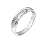 Mesnt Elegante anillo de compromiso de oro blanco de platino/9K/14K/18K con diamantes para hombre y mujer con ajuste de canal, Metal, Diamante