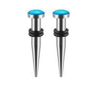 Mesnt Juego de 2 dilatadores de acero inoxidable para los oídos y túneles con expansor de epoxi, dilatador para el cuerpo, 2G, No es una piedra preciosa