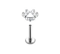Mesnt Piercing de nariz de titanio, 1 pieza sin rosca/rosca interna, diseño de huella de pata con circonita cúbica, color plateado, 1.2x6mmxM0.9, Metal, Circonita cúbica