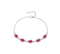 Mesnt Pulseras de moda para mujer, oro blanco de 18 quilates, con turmalina ovalada, longitud: 20 + 3 cm