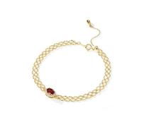Mesnt Pulseras de oro para mujer, cadena infinita de oro amarillo de 9 quilates con granate ovalado de 0,6 quilates y diamante, longitud: 20 + 3 cm