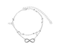 Mesnt Pulseras de tobillo para mujer, cadena de doble capa con perla e infinito, pulsera de tobillo para mujer, No es una piedra preciosa