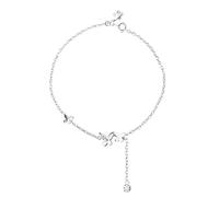 Mesnt Tobilleras para mujer, cadena de plata con mariposas y circonitas cúbicas, regalo de verano, longitud: 18,5 + 7,5 cm