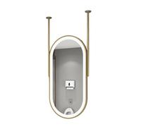 MESOVFCA Espejo Flotante de Techo con luz LED, 3 Colores Ajustables, tocador para baños, recibidores, Tiendas y hoteles (Dorado, 60x90cm)