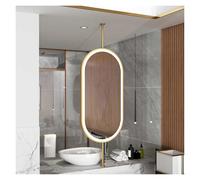 MESOVFCA Espejo Ovalado Flotante de Doble Cara para Techo con luz LED, Giratorio 360°, Ideal para la decoración de hoteles y Apartamentos (Dorado, 40x60cm)