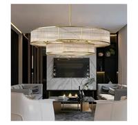 MESOVFCA Lámpara Colgante de Lujo Redonda, Lineal, Dorada, Plateada y Negra, luminaria Colgante para Comedor, lámpara de araña Grande.