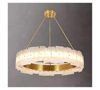 MESOVFCA Lámpara Colgante LED de Acero Inoxidable Dorado y Cristal Regulable para Sala de Estar, Comedor, decoración del hogar, candelabro Grande.
