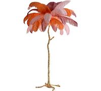 MESOVFCA Lámpara de pie LED de Resina con Pantalla de Plumas de Avestruz Natural - Regulable, Ideal para Dormitorio de Princesa, Oficina en casa, Leer o Decorar un Pasillo Amplio.