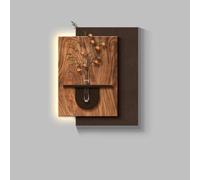 MESOVFCA Mural Colgante de Piedra Arenisca 3D con luz LED, esculturas Modernas con Plantas de imitación para Dormitorio y Sala de Estar (marrón, 3,80 x 100 cm/31,4 x 39,3 Pulgadas)