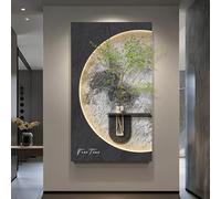 MESOVFCA Mural Colgante de Piedra Arenisca 3D con luz LED, esculturas Modernas con simulación de Planta (Negro, 70 x 120 cm/27,5 x 47,2 Pulgadas)