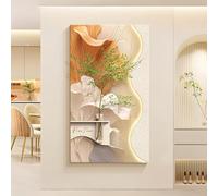 MESOVFCA Mural Colgante de Piedra Arenisca 3D con luz LED, esculturas Modernas con simulación de Planta (Blanco, 5,50 x 87 cm/19,6 x 34,2 Pulgadas)