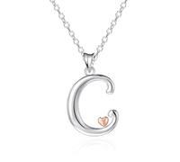 Mesovor Collares de Plata de ley 925 para Mujer, Delicado Collar con Nombre Inicial y Corazón de Oro Rosa, Regalos de Joyería para la Familia, Madre, Hermana, Hija, Esposa (Letra-C)