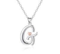 Mesovor Collares de Plata de ley 925 para Mujer, Delicado Collar con Nombre Inicial y Corazón de Oro Rosa, Regalos de Joyería para la Familia, Madre, Hermana, Hija, Esposa (Letra-G)