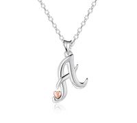 Mesovor Collares de Plata de ley 925 para Mujer, Delicado Collar con Nombre Inicial y Corazón de Oro Rosa, Regalos de Joyería para la Familia, Madre, Hermana, Hija, Esposa (Letra-A)
