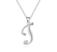 Mesovor Collares de Plata de ley 925 para Mujer, Delicado Collar con Nombre Inicial y Corazón de Oro Rosa, Regalos de Joyería para la Familia, Madre, Hermana, Hija, Esposa (Letra-J)