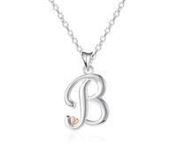 Mesovor Collares de Plata de ley 925 para Mujer, Delicado Collar con Nombre Inicial y Corazón de Oro Rosa, Regalos de Joyería para la Familia, Madre, Hermana, Hija, Esposa (Letra-B)