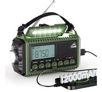 Mesqool Am/FM/SW Radio de Manivela con Batería Recargable de 12000mAh, Portátil de Camping con Linterna y Luz de Lectura, Emergencia Tipo C, Dinamo con Alarma SOS