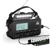 Mesqool Radio Am/FM/SW, Manivela, Emergencia Tipo C, Powerbank/SOS/Linterna/Luz de Lectura/IPX4, Portátil de Exterior para Senderismo, Camping
