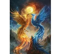 Mesribandy Kit de Pintura de Diamantes 5D Ave Fénix DIY Diamantes de Imitación Arte de Cristal Pintura por Números Niños Decoración de Pared en Casa 50x70 cm