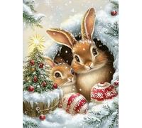 Mesribandy Kit de Pintura de Diamantes 5D Conejo DIY Diamantes de Imitación Arte de Cristal Pintura por Números Niños Decoración de Pared en Casa 40x50 cm