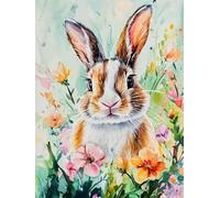 Mesribandy Kit de Pintura de Diamantes 5D Conejo silvestre DIY Diamantes de Imitación Arte de Cristal Pintura por Números Niños Decoración de Pared en Casa 40x50 cm